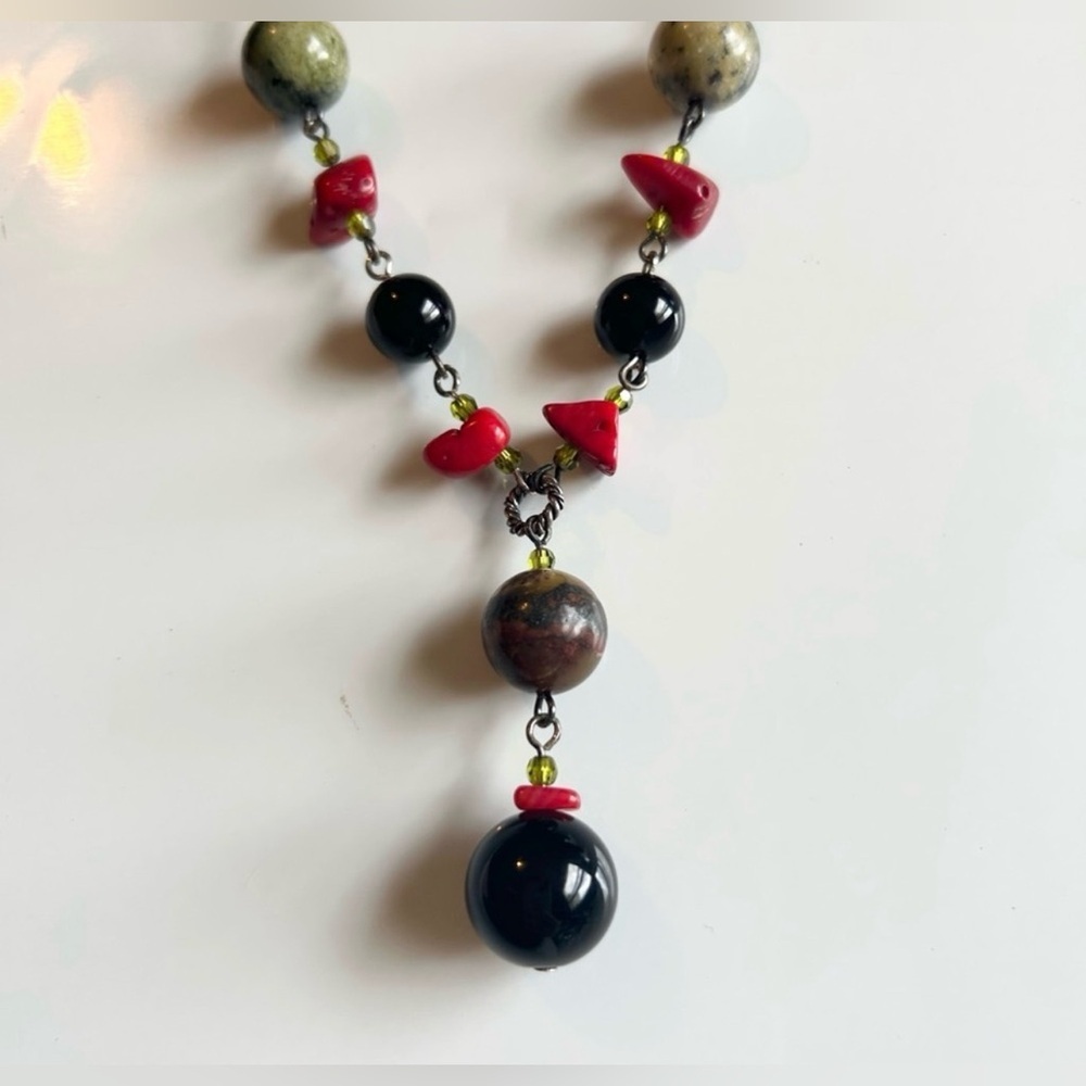 Emily Ray Sterling Silver Artisan Beaded Y Necklace 925 Gemstone Crystal Lariat - Picture 3 of 9